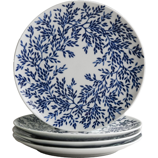 Götefors Porslin Myrten asiett, 21 cm, 4-pack, blå
