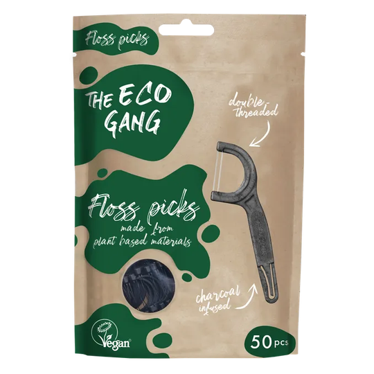 The Eco Gang 2 x Växtbaserad Tandtrådsbygel Charcoal 50-pack
