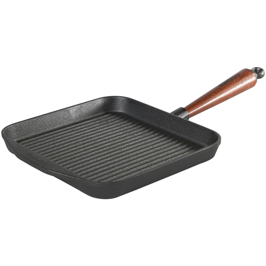 Skeppshult Grillpanna Gjutjärn Fyrkantig 25cm x25cm Trähandtag