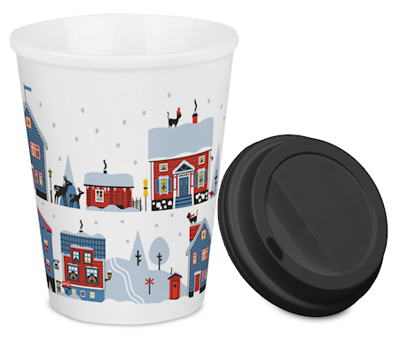To go mugg i porslin med vintermotiv 38 cl