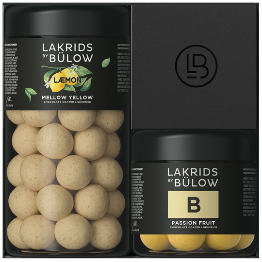 Lakrids by Bülow Black Box Regular & Small, Mellow Yellow Lemon & B Passion Fruit