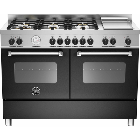 Bertazzoni MAS1206 Gasspis 120 cm, 2 ugnar, 6 brännare + elektrisk tepanyaki, Svart