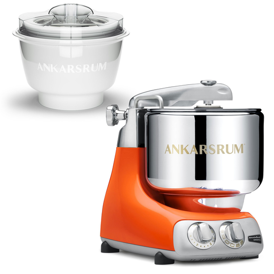 Ankarsrum AKM 6230 köksmaskin med glassmaskin, pure orange
