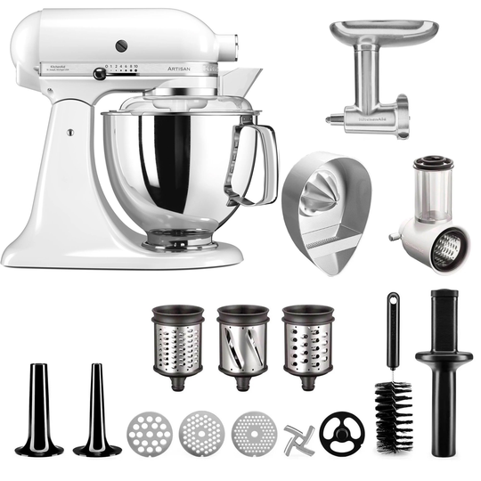 KitchenAid Artisan KSM175PSEWH Köksmaskin + Tillbehörsset, Vit