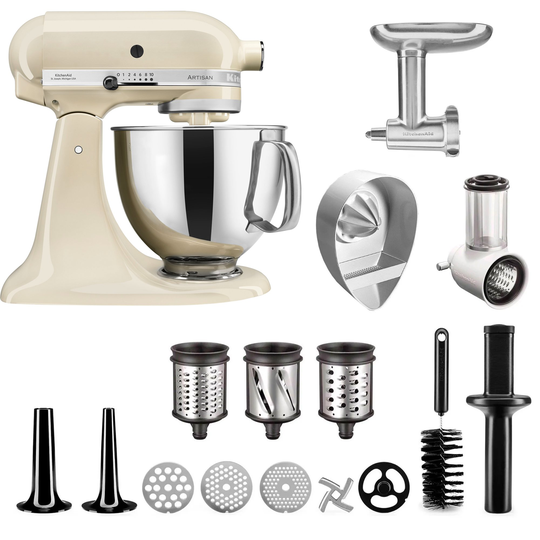KitchenAid Artisan KSM175PSEBK Köksmaskin + Tillbehörsset, Creme