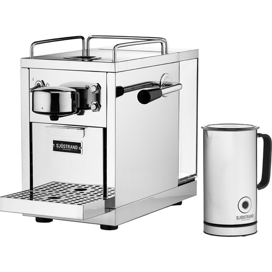 Sjöstrand Espressomaskin + mjölkskummare