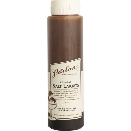 Pärlans Konfektyr Squeeze kolasås, 250 ml, salt lakrits