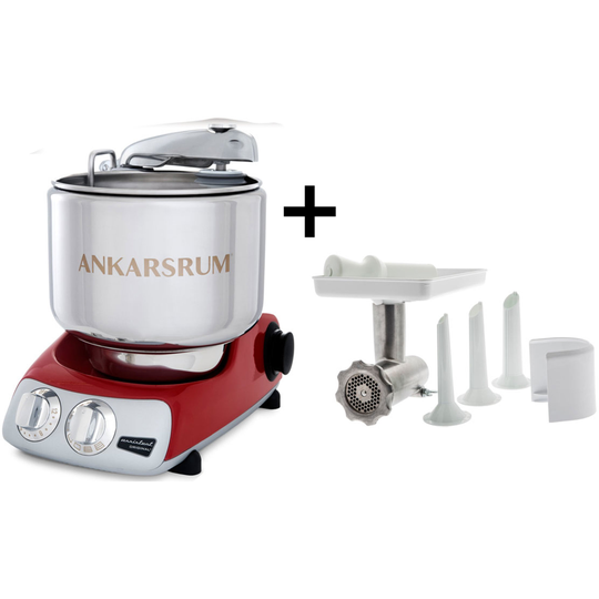 Ankarsrum AKM 6230 köksmaskin + köttkvarn, röd
