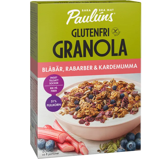 Paulúns Granola Blåbär, Rabarber, Kardemumma & Kanel.