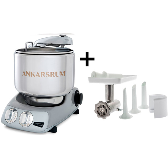 Ankarsrum AKM 6230 köksmaskin + köttkvarn, jubilee silver