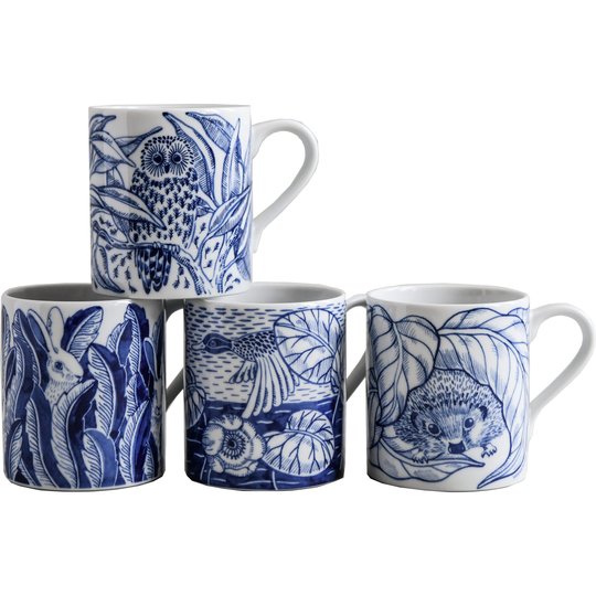 Götefors Porslin Fairytale mugg, 35 cl, 4-pack, blå