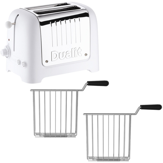 Dualit Lite Brödrost 2 Skivor High Gloss Vit + Toastgaller