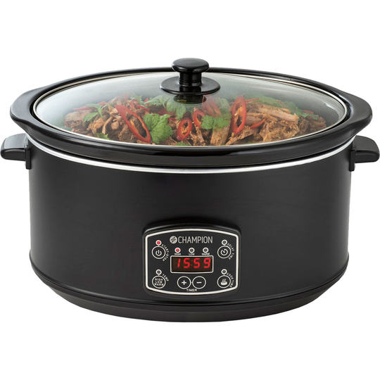 Champion Slowcooker, 6,5 liter svart