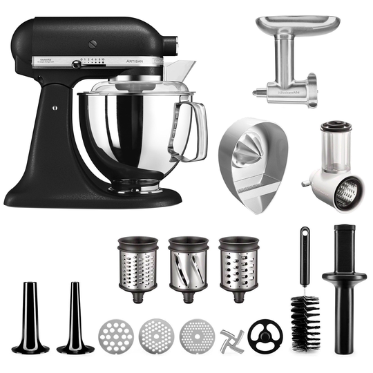 KitchenAid Artisan KSM175PSEBK Köksmaskin + Tillbehörspaket, Svart Lava