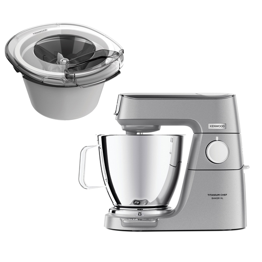 Kenwood KVL85.004SI köksmaskin + KAX71.00WH glasstillbehör