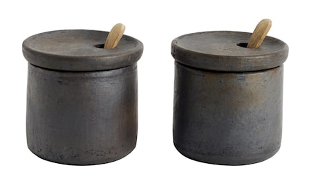 Salt och peppar-set med lock Terrakotta 7x7,5 cm