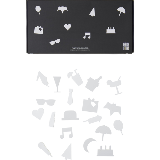 Design Letters Party Icons till Message Board (20 del) , Vit